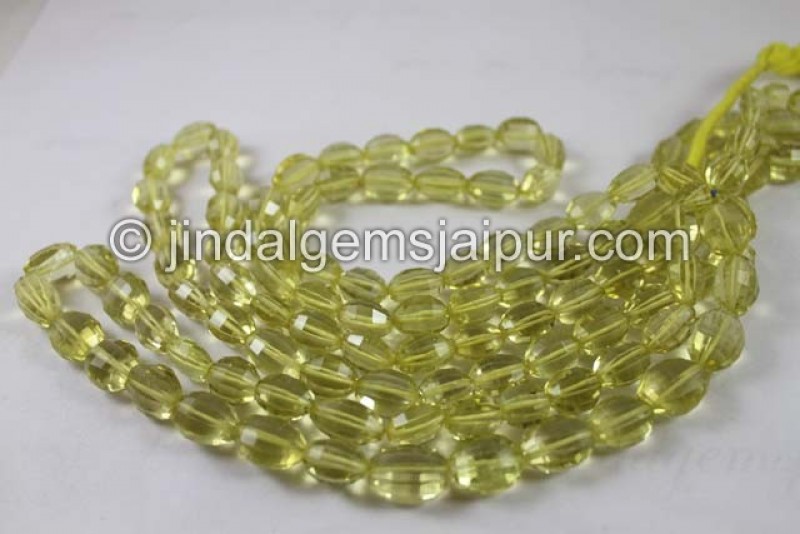 Lemon Quartz Far Step Cut Oval Beads